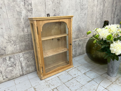Small Pine Glazed Wall Mounted Cabinet
