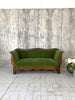 Walnut Wood Green Velvet Sledge Style Canape Sofa