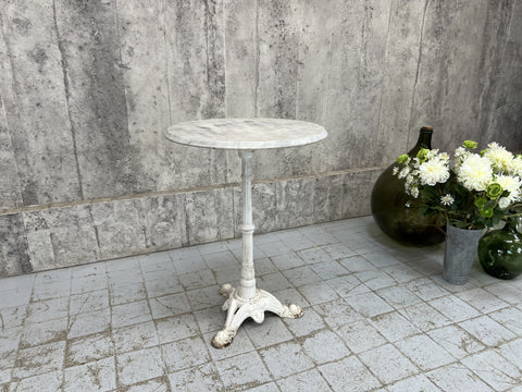 Circular White Marble Cast Iron Pedestal Bistro Table