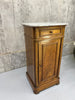 White Marble and Walnut Wood Bedside Cabinet