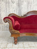 Shabby Red Velvet Sledge Style Canape Sofa