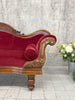 Shabby Red Velvet Sledge Style Canape Sofa