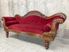 Shabby Red Velvet Sledge Style Canape Sofa