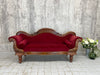 Shabby Red Velvet Sledge Style Canape Sofa