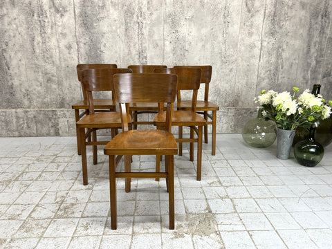 Set of 6 Mid Century Bentwood Bistro Chairs