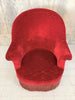 Pair Large Mid Century Red Velvet Crapaud Tub Armchairs To Reupholster