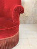 Pair Large Mid Century Red Velvet Crapaud Tub Armchairs To Reupholster