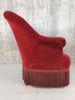 Pair Large Mid Century Red Velvet Crapaud Tub Armchairs To Reupholster