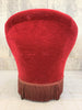 Pair Large Mid Century Red Velvet Crapaud Tub Armchairs To Reupholster