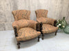 Pair Napoleon III Paisley Armchairs With Turned Pear Wood Legs to Reupholster