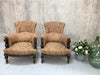 Pair Napoleon III Paisley Armchairs With Turned Pear Wood Legs to Reupholster