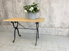 110cm wide Traditional French Bistro Table with New Solid Oak Top and Black Metal Legs