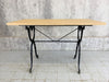 110cm wide Traditional French Bistro Table with New Solid Oak Top and Black Metal Legs