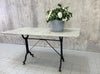 139.5cm Wide White Marble and Cast Iron Kitchen Bistro Table