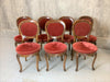 Set of 7 French Dining Chairs with Original Velvet Upholstery