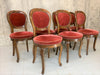 Set of 7 French Dining Chairs with Original Velvet Upholstery