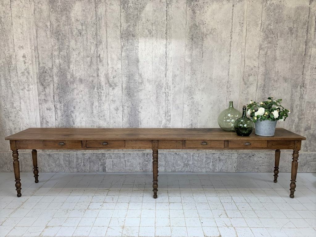 345cm Oak Turned Legs French Farmhouse Console Table