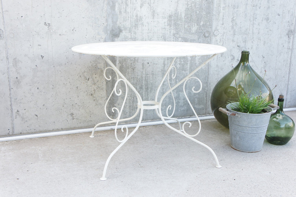 White 97cm Wide Perforated Metal Garden Dining Table