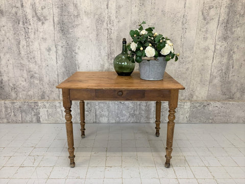 99cm Solid Pine Turned Leg Table Desk with Drawer