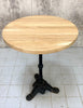 Circular Solid Oak and Antique Cast Iron Pedestal Bistro Table