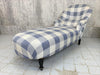 19th Century Forward Facing Checked French Chaise Longue with Turned Legs to Upholster