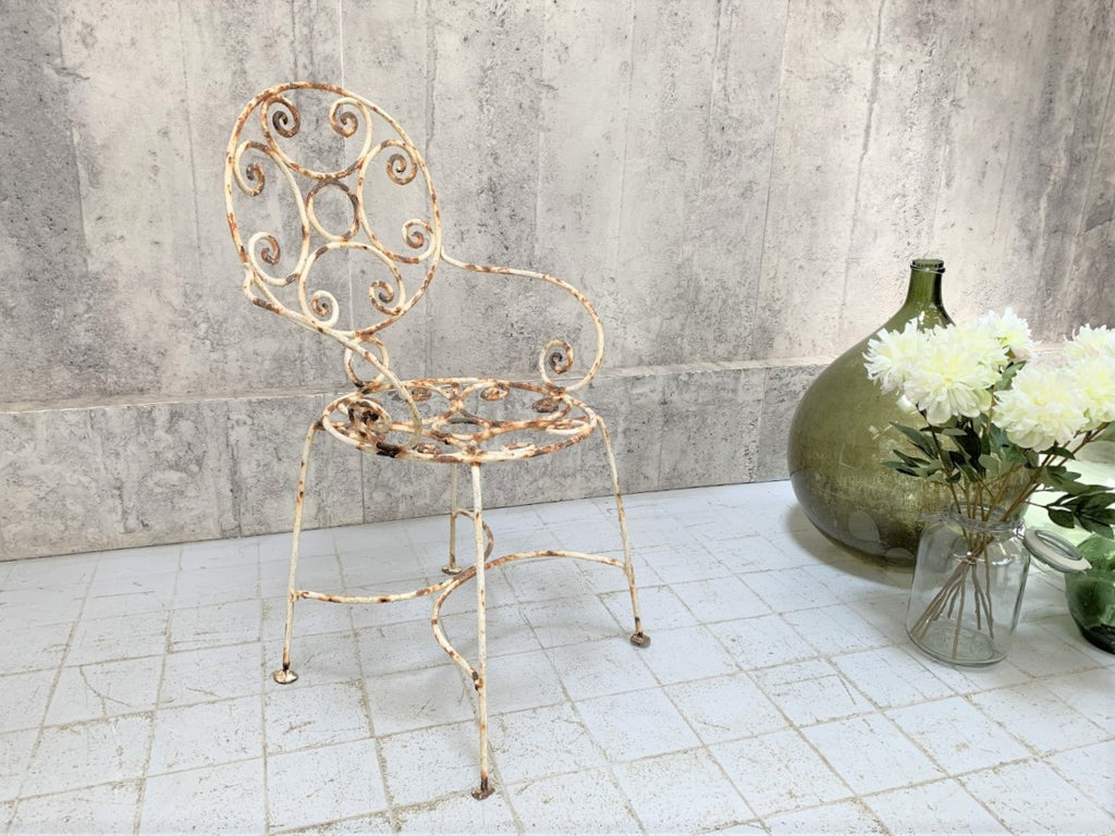White Chippy Paint Decorative Metal Garden Chair