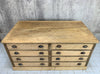 Double Sided Two Tone Solid Wood Shop Counter with Drawers and Shelves