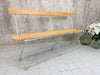 French Garden Bench with Original White Metal Frame and New Larch Slats