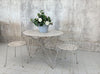 Set of Painted French Grey Metal Garden Table and Two Carver and Two Chairs