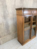 French Walnut Wood Glass Front Bookcase Display Cabinet Dresser Top