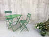 Set of Folding Green Garden Table and Two Bistro Chairs