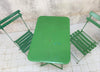 Set of Folding Green Garden Table and Two Bistro Chairs