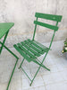 Set of Folding Green Garden Table and Two Bistro Chairs