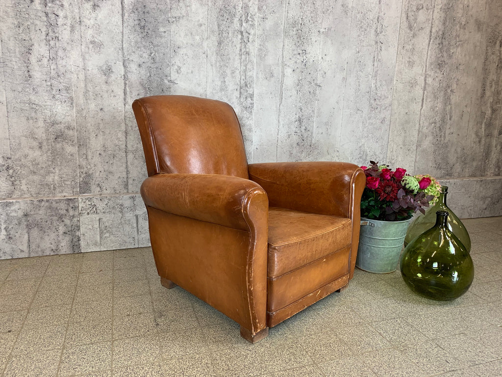Mid Century French Leather Club Chair