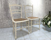 Pair White Louis XVI Style Bedroom Chairs with Cane Seat Pads