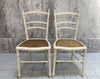 Pair White Louis XVI Style Bedroom Chairs with Cane Seat Pads