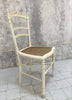 Pair White Louis XVI Style Bedroom Chairs with Cane Seat Pads