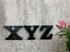 Set of Three Black Metal Letters X, Y, Z
