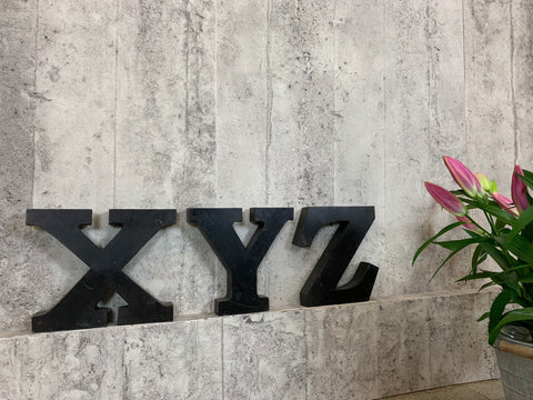 Set of Three Black Metal Letters X, Y, Z