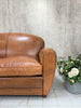 Mid Century French Leather Club Two Seat Sofa