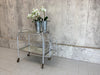 Brushed Metal Mirror French Mid Century Drinks Trolley with removable tray
