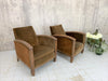 Pair of Conker/Tabacco Cotton Velvet 1930's Lounge Chairs