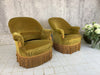 Pair French Crapaud Style Tub Armchairs In Gold Velvet