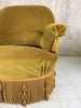 Pair French Crapaud Style Tub Armchairs In Gold Velvet