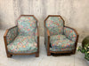 Pair of Mid Century Art Deco Style Armchairs in Mahogany to Reupholster