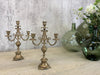 Pair of Gold Metal Candelabras Candle Sticks
