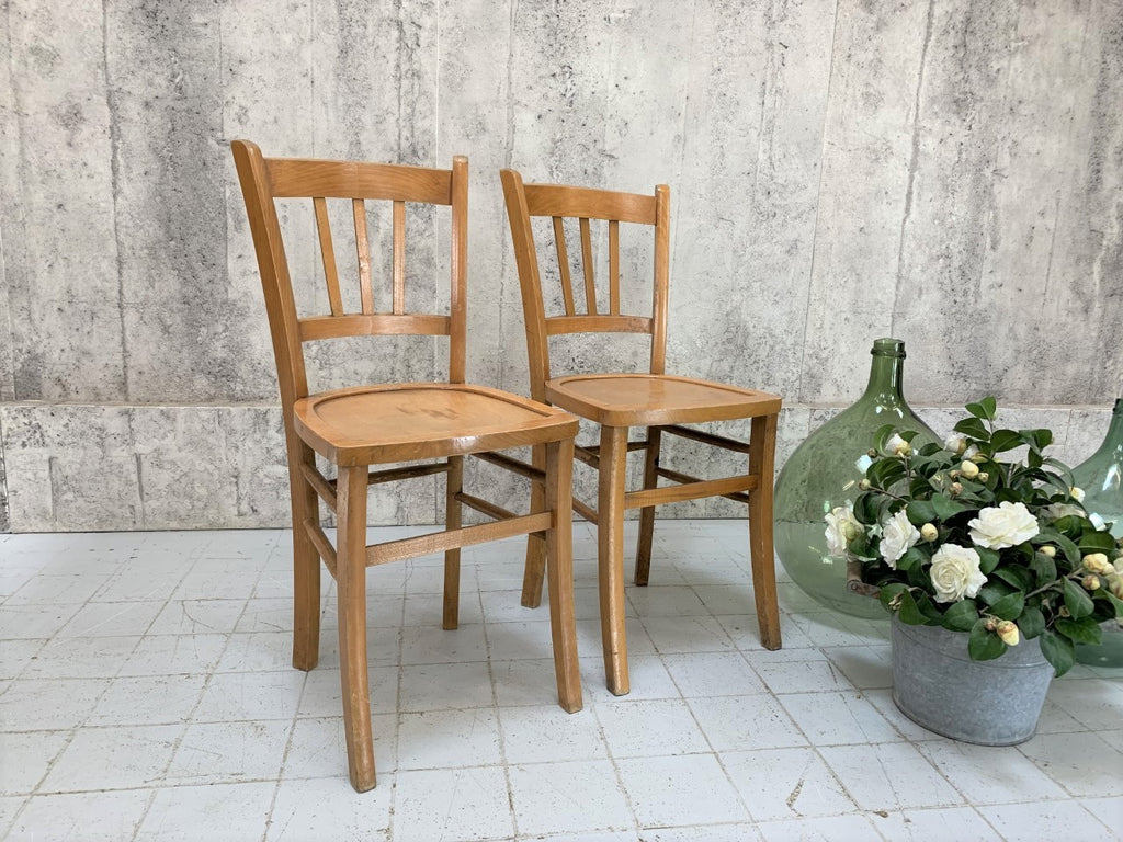 A Pair of Classic Luterma Mid Century Wooden Bistro Chairs