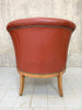 Pair of Art Deco 1930's Wooden Framed Red Leatherette Armchairs to reupholster