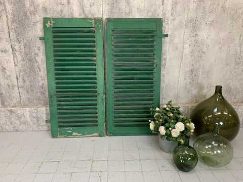 Pair Vintage Green Shutters
