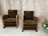 Pair of Brown Mohair Velvet Art Deco Lounge Chairs